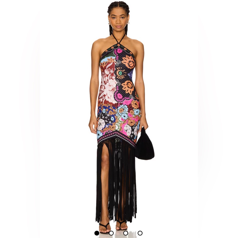 Agua Bendita x Revolve Allis midi dress in dashi black multi ✨🌺 size XS